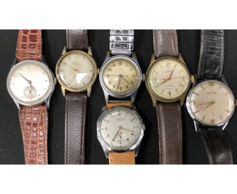 Vintage Watches - a mid 20th century Helvetia chrome plated target dial wristwatch, others Lanco 15 jewel, Gladiator 17 jewel