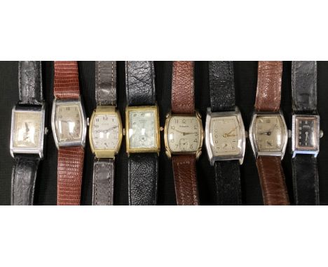 Vintage Watches - a Roamer Standard 15 jewel 1930s gold plated tonneau cased wristwatch;  others, unnamed silver cased, impor