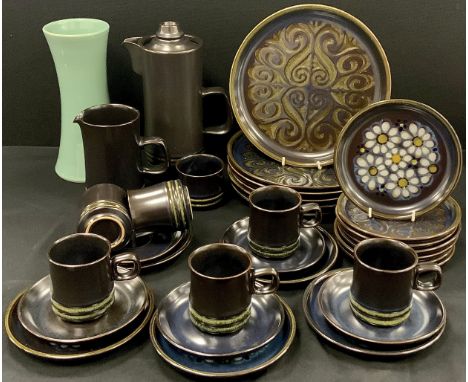 A Denby 'Bokhara' coffee service for six including six coffee cans and saucers, coffee pot, milk jug and sugar bowl, conformi