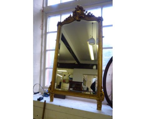 A good quality French style gilt wood framed bevelled edged portrait wall mirror.