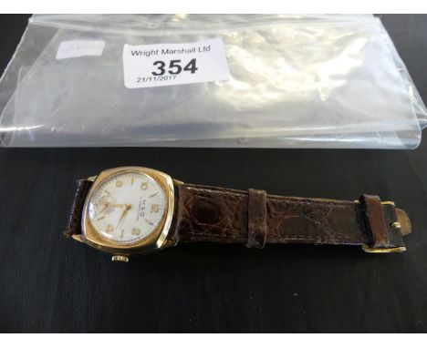 A 9k gold manual wind wristwatch, to a animal print leather strap