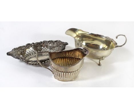 A Victorian silver cream jugTogether with one other silver cream jug and a silver tray, weight approx. 6.7oz (3) 