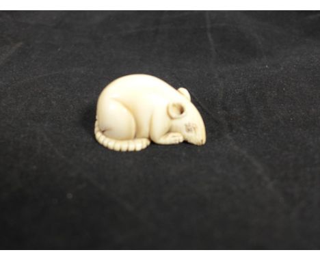 Ivory netsuke formed as a seated ratHeight 4cm 