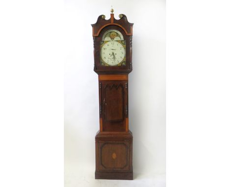 Benjamin Weston, Hanley - A 19th Century longcase clockThe painted arch dial with moonphase roller, Arabic numerals, subsidia