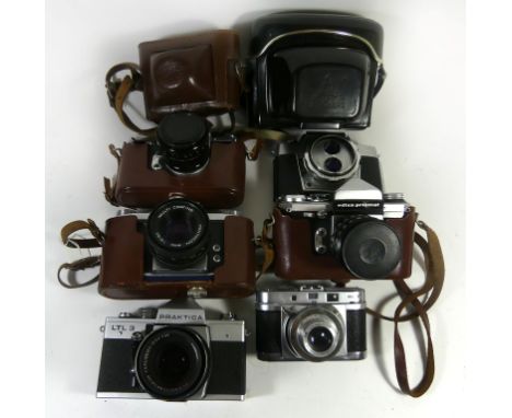 Vintage Cameras - Praktica FX 2 with pentacon lens Agilux Agimatic, Praktica LTL 3 WITH Carl Zeiss Pancolar 1.8/50 lens, Edix