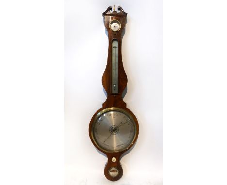 A 19th Century four glass barometerFitted with damp dry gauge over thermometer, silvered circular main dial and level to base