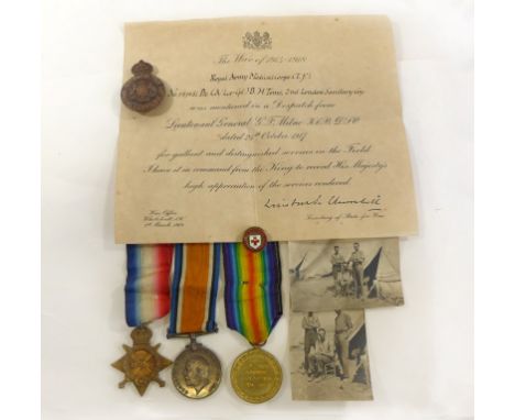 A WWI medal group awarded to 2709 Private BH Toms of the Royal Army Medical Corps Comprising 1914/15 star, British war medal 