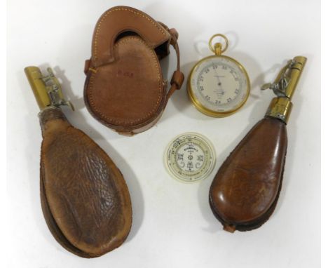 A leather cased military issue barometer by T Wheeler of London, dated 19406cm dial, complete with leather case of E Norris &