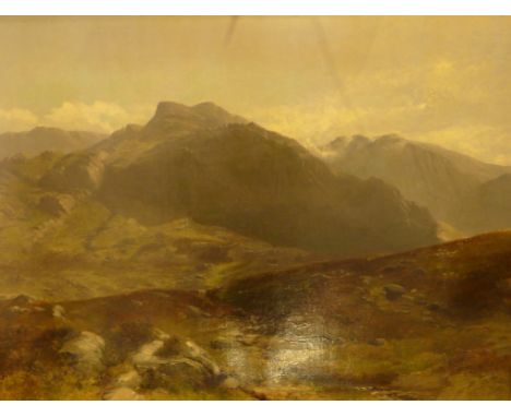 J Pools - Study of a Mountain LandscapeOil on canvas, signed lower right and dated 1856, inset into a contemporary gilt frame