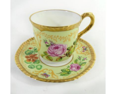 A Royal Worcester cabinet cup and saucerDecorated with Samuel Astles, English Flowers pattern, saucer diameter 11cm 