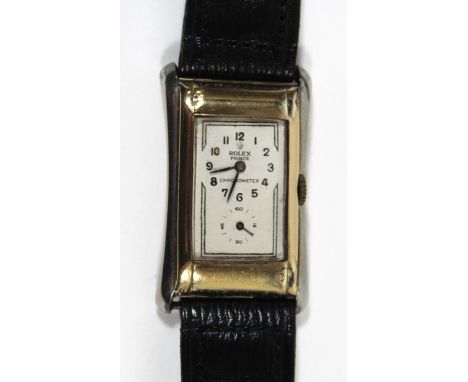 A rare Art Deco gents Rolex Prince chronometer wristwatchThe rectangular face with Arabic numerals, numbered 7349 971 to case