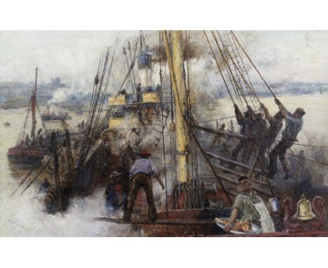 William Lionel Wyllie, RA (British, 1851-1931)King Coal, Rochester signed 'W.L.Wyllie' (lower left)oil on canvas37.8 x 56.9cm