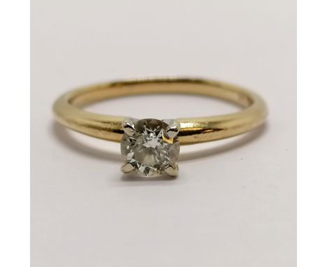 14ct marked gold high set diamond (4.5mm diameter &amp; marked weight 0.44ct) solitaire ring - size N½ &amp; 2.3g total weigh