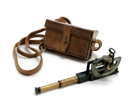 Military marked pocket Level Clinometer Sextant - total length 18cm &amp; has original military marked leather case 