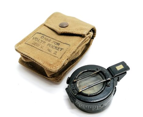 1944 dated Mk III marching compass by T.G. Co Ltd - 6cm diameter with slight losses to liquid (?) and in an associated webbin