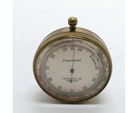 Antique large military marked pocket barometer by T.A.R.S. &amp; W. Ltd No 2859 - 6.5cm diameter &amp; needle moves under air