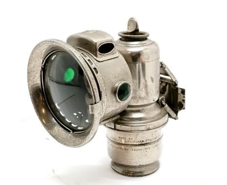 Joseph Lucas Ltd antique bicycle lamp - 17cm high ~ slight distortion to base + dent otherwise in good clean condition 