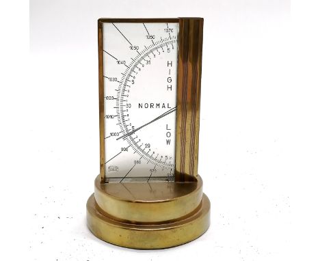 Unusual Zeiss Ikon Art Deco table barometer in a brass case, instructions and dated to base 26/09/38. 16cm high. The needle m