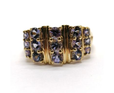 14ct hallmarked gold tanzanite ring - size L &amp; 3.2g total weight 