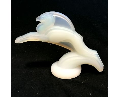 Sabino Paris Art Deco opalescent glass car mascot in the form of a leaping gazelle - 14cm across &amp; no obvious damage 
