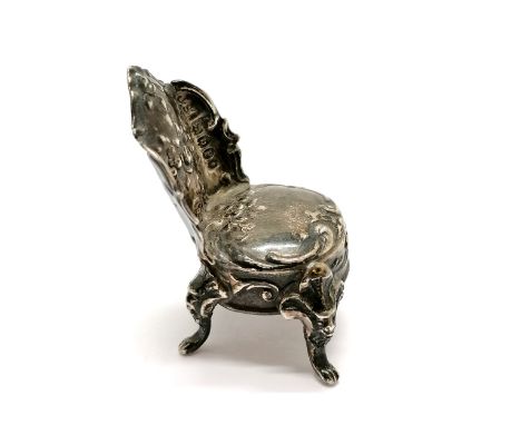 Antique sterling silver miniature salon chair - 39mm high &amp; 12.6g 