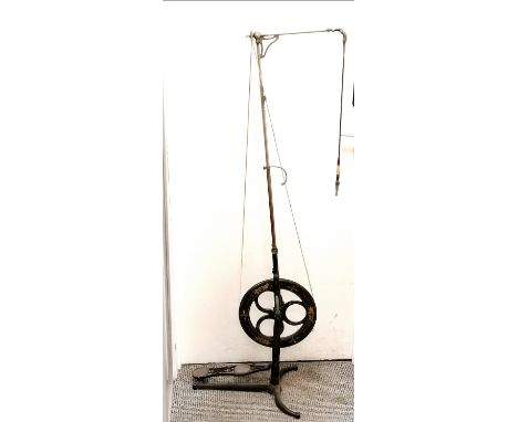Antique dentists drill with original japanned gilt decorated detail &amp; with working treadle by C Ash &amp; Sons - 140cm hi