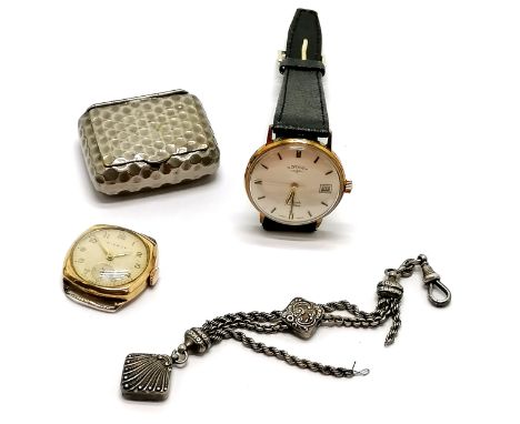 9ct gold cased gents Pierce (28mm case with fractures to reverse of case) watch &amp; Rotary gold plated stainless steel back