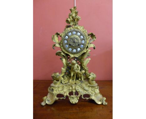 A 19th Century French ormolu mantel clock, the movement signed Raingo Freres, Paris 