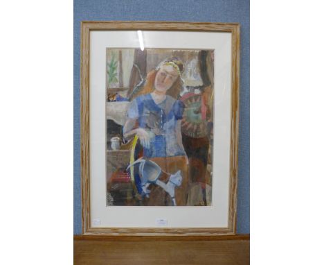 Gwyn Collett, abstract portrait, collage, framed 