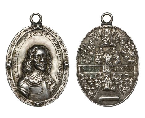 Charles I, a small oval silver electrotype copy of a Parliamentarian military medal awarded to General William Waller, 1643, 