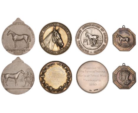 Great National Horse show, Crystal Palace, 1900, a silver award medal, horse head right, rev. named (Champion Jumper, Classes
