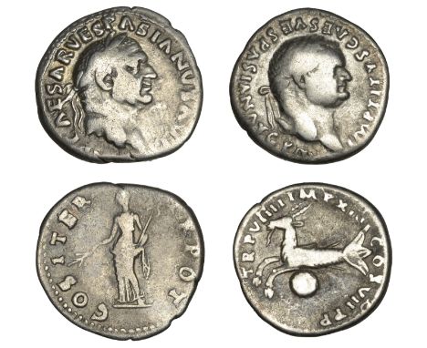 Vespasian (69-79), Denarius, early 70, laureate head right, imp caesar vespasianvs avg around, rev. Pax standing left, holdin