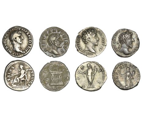 Nerva (96-98), Denarius, 97, laureate head right, rev. Salus, draped, seated left on throne, holding two corn-ears downwards 