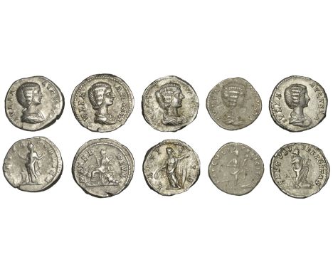 Julia Domna (Augusta 193-217), Denarius, 196-211, draped bust right, rev. Isis, wearing peaked head-dress, standing right, le