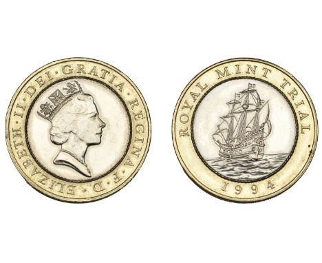 Elizabeth II (1952-2022), Two-Pounds, 1994, bi-metallic Royal Mint trial, with cupro-nickel centre and broad nickel brass bor
