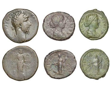 Lucius Verus (161-169), Sestertius, 166, laureate head right, rev. Victory standing front, head right, fixing a shield to a p