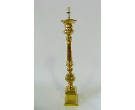 A large ecclesiastical style freestanding cast brass floor lamp, 104 cm high approx.