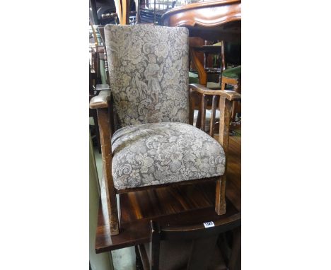 Two children's chairs - a 1930s Art Deco example on bun feet and a further Edwardian armchair with beechwood frame