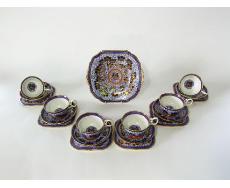 A collection of Hammersley tea wares with Imari type painted and gilded decoration pattern number E759 comprising cake plate,