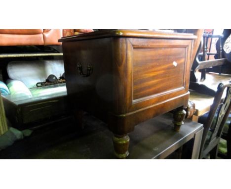 A Victorian mahogany box commode, with carpet seat and pull out step