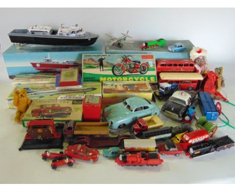 A good collection of vintage modelling toys, many in original boxes, to include two Vosper RAF Crash Electric boats and other