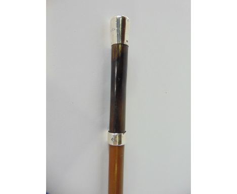 A Victorian pig sticker walking cane with silver collar and knop, the Malacca stick concealing a 6 inch steel blade also with