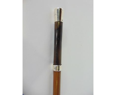 A Victorian pig sticker walking cane with silver collar and knop, the Malacca stick concealing a 6 inch steel blade also with