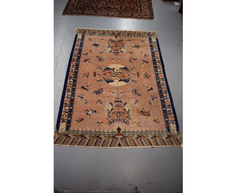 Ningxia carpet, north west China, first half 20th century, 12ft. 3in. X 8ft. 7in. 3.73m. X 2.62m. Some wear in places. Relati