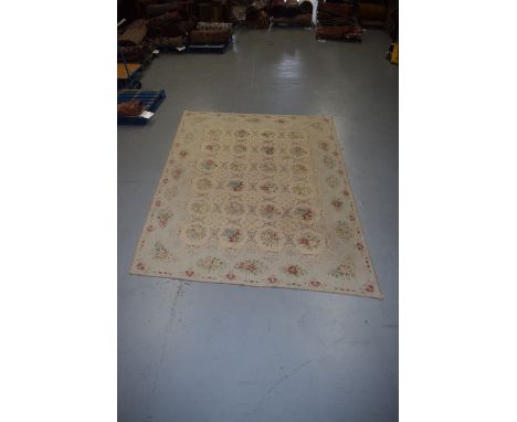 European needlework carpet, probably English or French, early 20th century, 12ft. 5in. X 9ft. 5in. 3.78m. X 2.87m. Lined heav