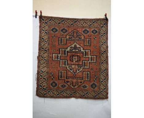 Bergama rug, west Anatolia, late 19th/early 20th century, 5ft. 10in. X 5ft. 2in. 1.78m. X 1.58m. Overall wear, heavier in cen