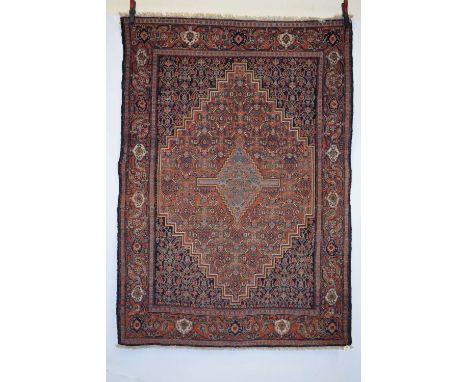 Attractive Senneh rug, Hamadan area, north west Persia, circa 1930-40s, 6ft. 4in. X 4ft. 7in. 1.93m. X 1.40m. Slight wear in 