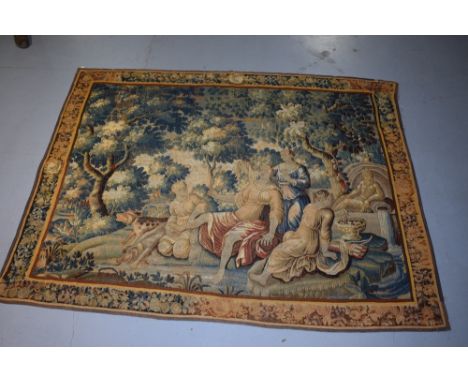 Verdure  part silk tapestry, France, probably Aubusson, first half 18th century, 7ft. 11in. X 9ft. 6in. 2.41m. X 2.90m.  Once