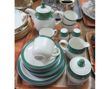 Tray of Royal Doulton 'Colours' 1992 tea and dinnerware items to include; teapot, teacups, milk jug, sucrier, salt and pepper