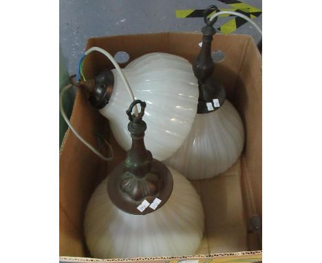 Three opaque glass floral design Art Nouveau style ceiling light shades.(B.P. 21% + VAT) 